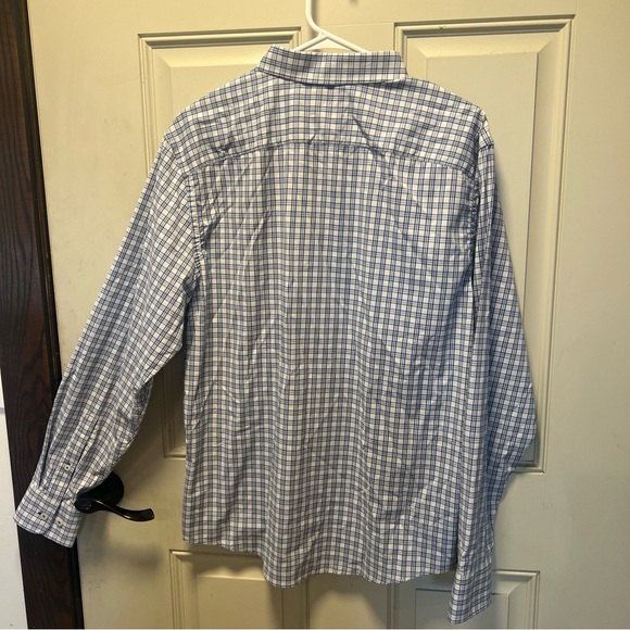 UNTUCKit Shirt Mens Large Slim Fit Button Up Stretch Blue Plaid Long Sleeve - Picture 8 of 8